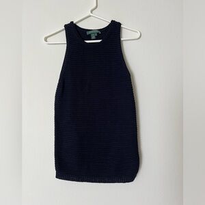 Navy Crochet knit top
